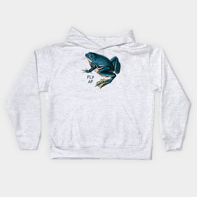 Fly AF Frog Kids Hoodie by yaywow